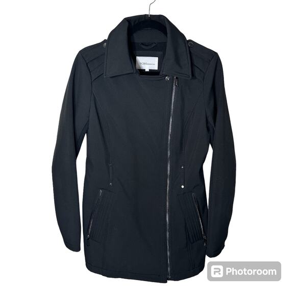 BCBGeneration Black Side Zip Up Coat Size Small Lightweight Rain Jacket - Picture 1 of 9